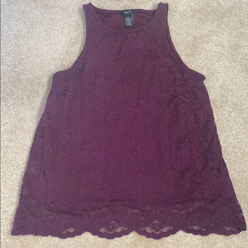 Plum lace tank.
